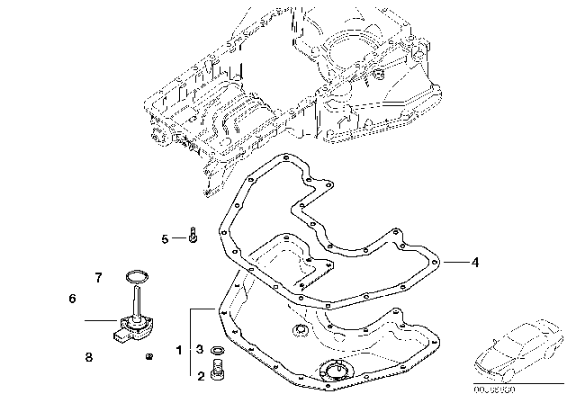 2006 BMW 650i Oil Pan Part, Oil Level Indicator Diagram 1