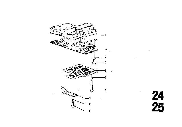 1971 BMW 2800CS Control Unit & Attaching Parts (ZF 3HP20) Diagram