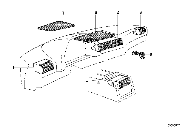 1993 BMW 750iL Fresh Air Grille Diagram