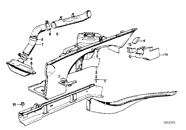 1985 BMW 735i Wheelhouse / Engine Support Diagram