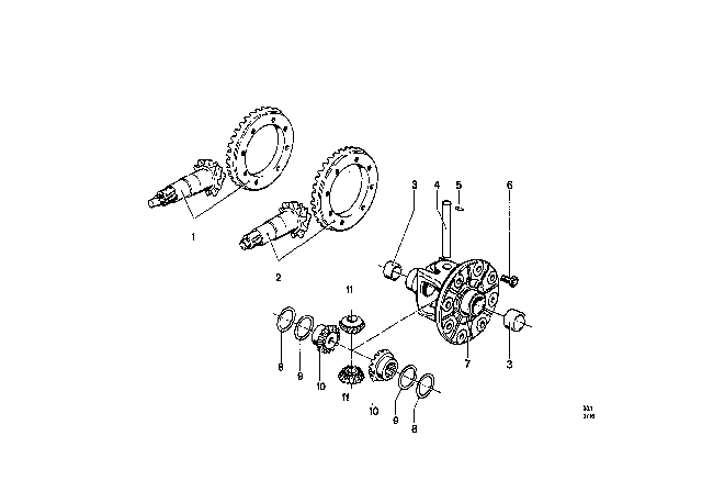 1969 BMW 2000 Crown gear Set / Differential Case Diagram