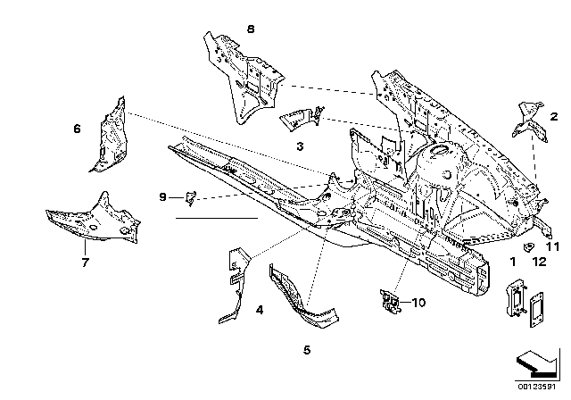 2005 BMW X3 Front Body Bracket Diagram 1