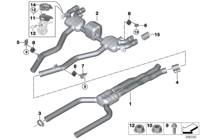 2020 BMW M8 REAR MUFFLER WITH EXHAUST FL Diagram for 18308097591