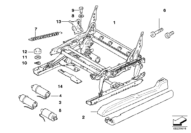 2005 BMW X3 Covering Seat Rail Right Diagram for 52103448268