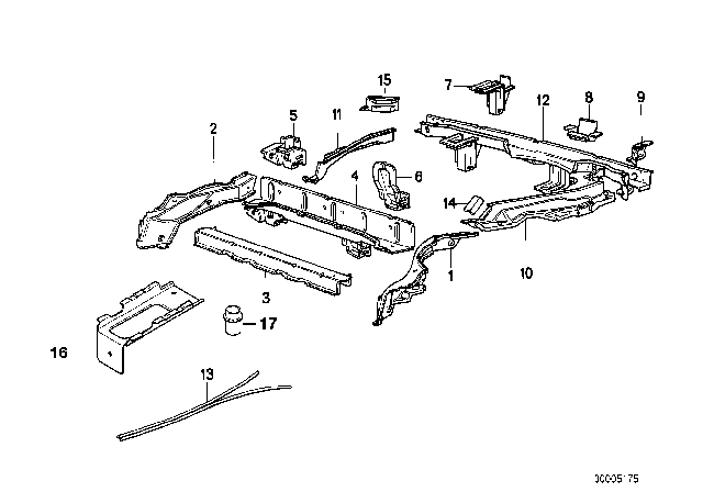 1989 BMW 525i Floor Parts Rear Exterior Diagram