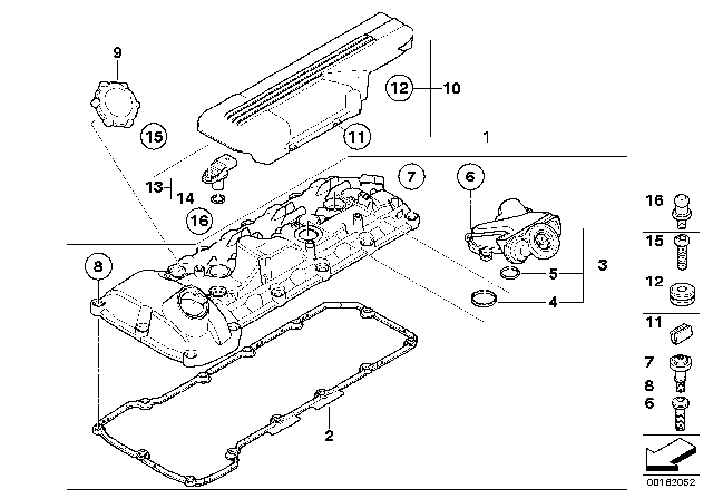 2010 BMW M3 Cylinder Head Cover Diagram