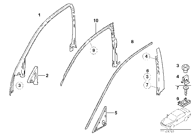 2007 BMW 750i Trims And Seals, Door Diagram 1