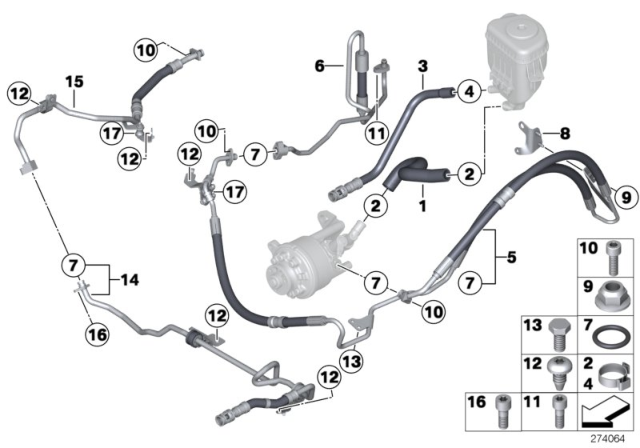 2015 BMW 535d Radiator Return Line Diagram for 32416778503