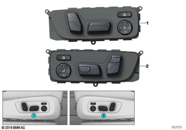 2020 BMW M8 Switch, Seat Adjustment Diagram 2