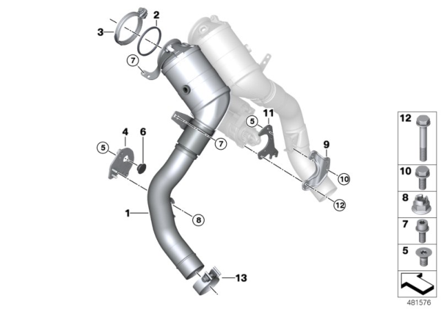 2020 BMW X5 Engine - Compartment Catalytic Converter Diagram