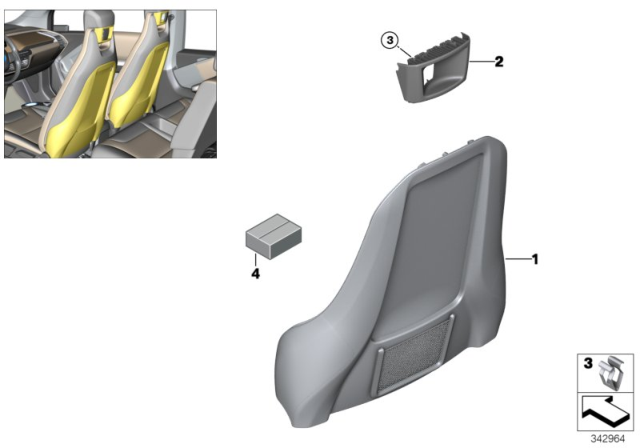 2016 BMW i3 Set, Front, Backrest Trims Diagram