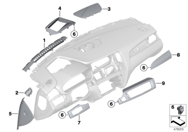 2016 BMW X3 Mounting Parts, Instrument Panel Diagram 3