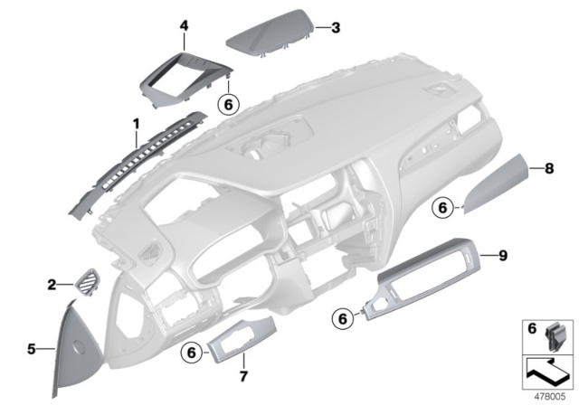 2016 BMW X4 Trim Instrument.Pan.Al Brush.Lengthw.Front.Passenger. Diagram for 51459303409