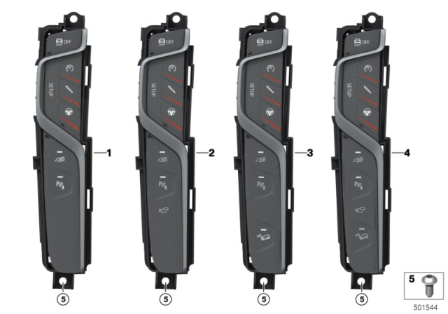 2018 BMW M5 Operating Unit, Centre Console Diagram