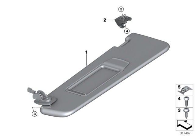 2015 BMW 550i Sun Visor With Label, Left Diagram for 51167248861