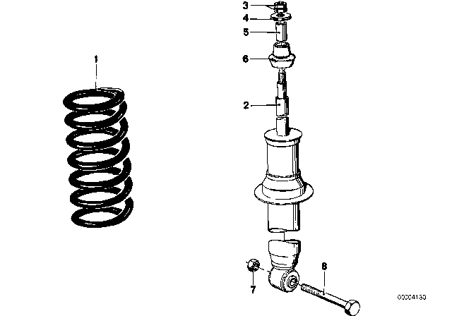 1978 BMW 530i Shock Absorber / Coil Spring / Attaching Parts Diagram