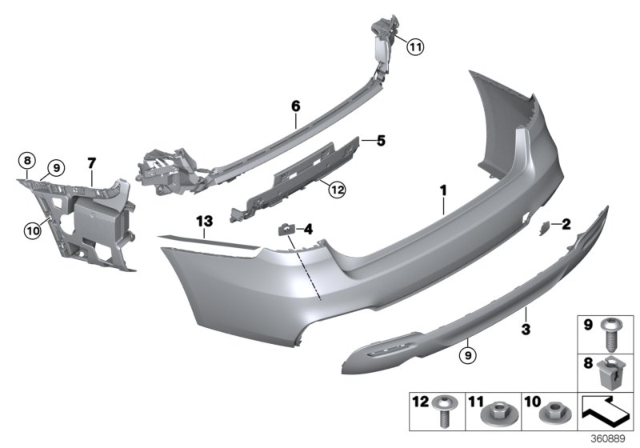 2016 BMW 335i GT xDrive Reinforcement, Bumper, Rear Bottom Diagram for 51128057829