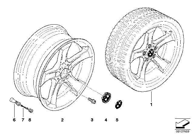 2007 BMW X3 BMW Light Alloy Wheel, Spider Spoke Diagram 3