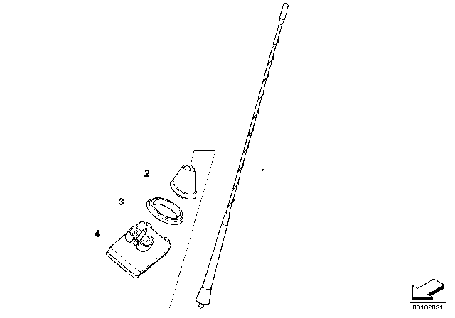 2007 BMW Z4 Single Components For Short Rod Antenna Diagram