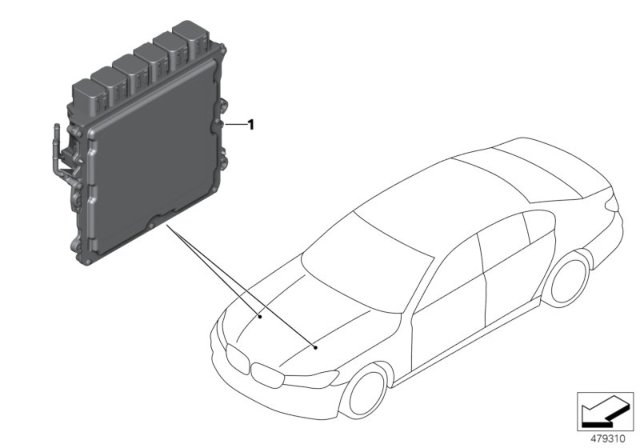 2019 BMW M760i xDrive Engine Control Module Diagram for 12148693410