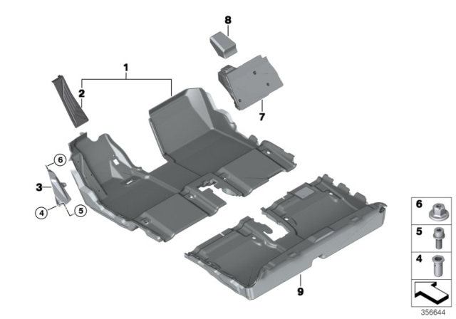 2014 BMW i3 Floor Covering Diagram