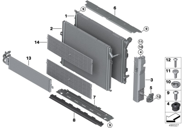 2018 BMW M240i Radiator Mounting Parts Diagram