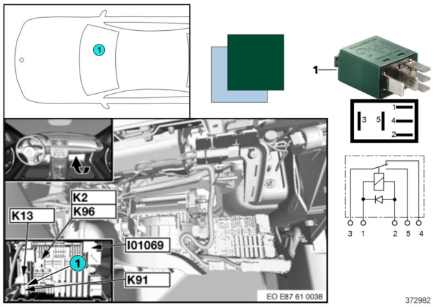 2011 BMW 328i xDrive Relay, Rear Wiper Diagram 1