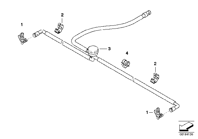 2010 BMW M6 Hose Lines, Headlight Washer System Diagram