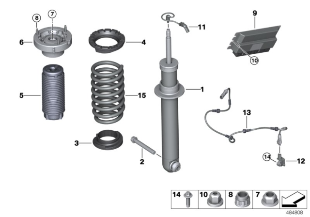 2018 BMW M5 Rear Spring Strut EDC / Control Unit / Sensor Diagram