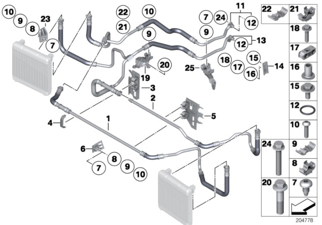 2010 BMW 750i Engine Oil Cooler Pipe Diagram 1