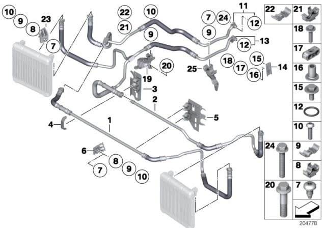 2012 BMW 750Li xDrive Engine Oil Cooler Pipe Diagram 1