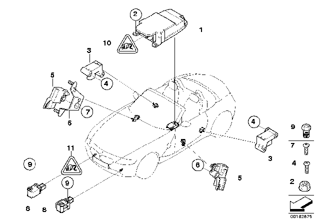 2006 BMW Z4 Sensor, B-Pillar Diagram for 65776977399