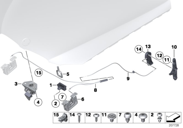 2013 BMW 335i xDrive Hood-Safety Catch Latch Lock Diagram for 51237241663