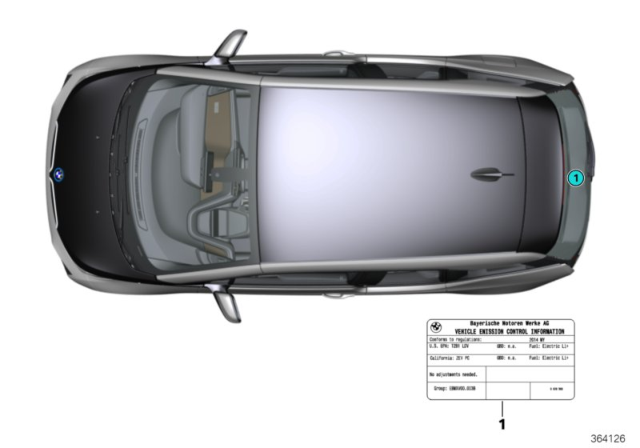 2016 BMW i3 Label "Exhaust Emission" Diagram for 71228662205