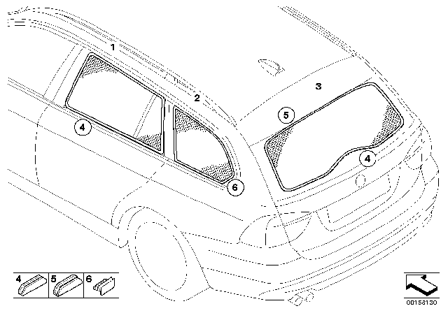 2014 BMW X6 Sunshade Rear Window Diagram for 51460415773