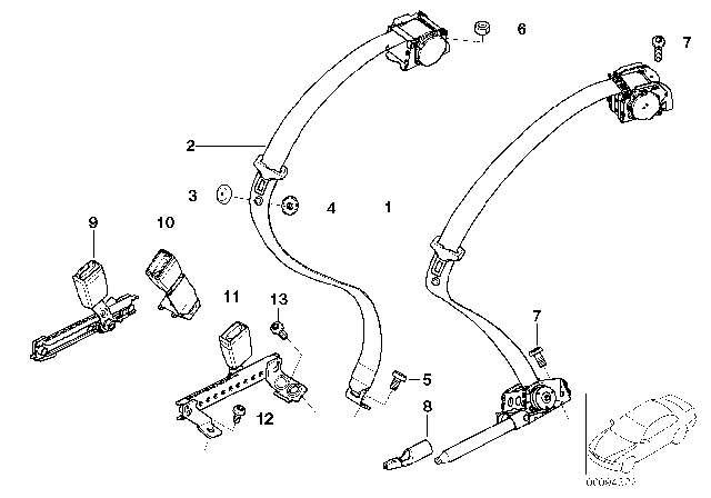 2006 BMW 760i Support For Buckle Pretensioner Diagram for 72117045837