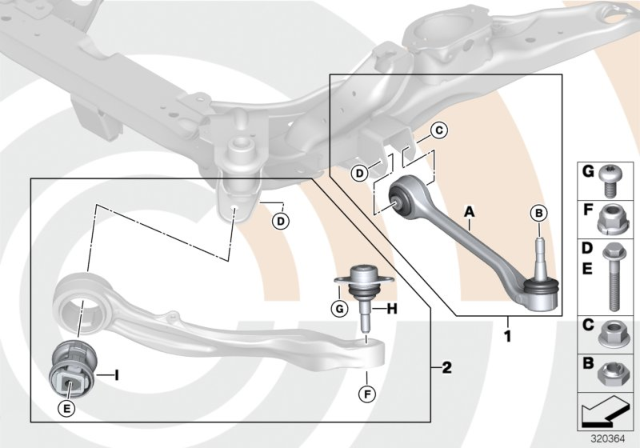 2008 BMW 535xi Repair Kit, Trailing Links And Wishbones Diagram