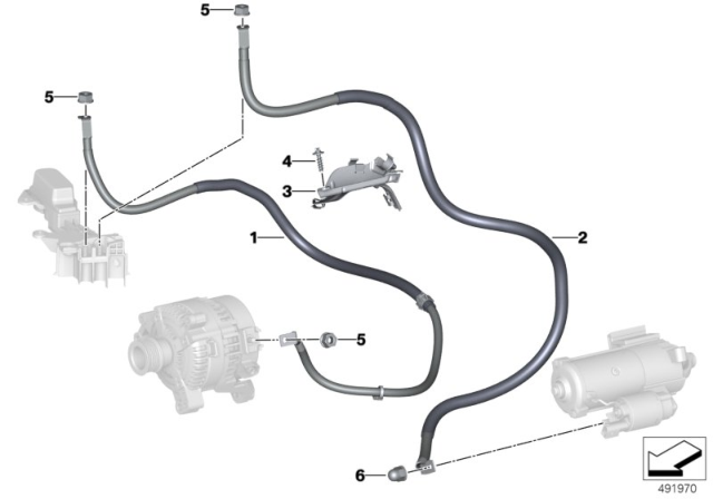 2020 BMW Z4 Starter Cable / Alternator Cable Diagram