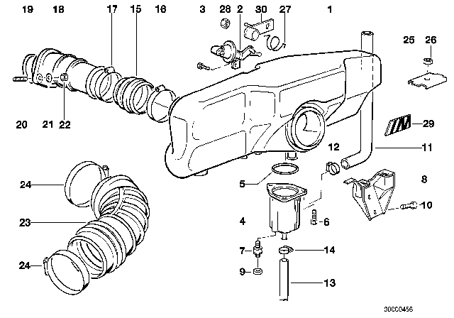 1992 BMW M5 Intake Manifold System - Air Accumulator Diagram