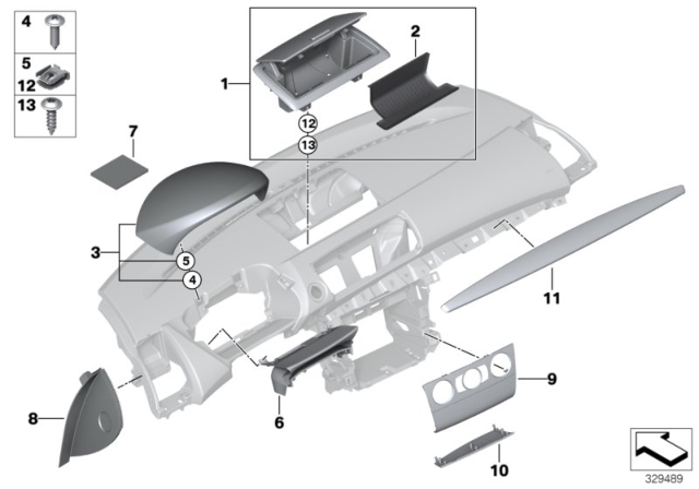 2011 BMW 128i Mounting Parts, Instrument Panel Diagram 2