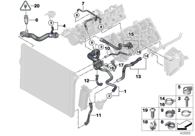 2011 BMW Alpina B7 xDrive Cooling System Coolant Hoses Diagram 1