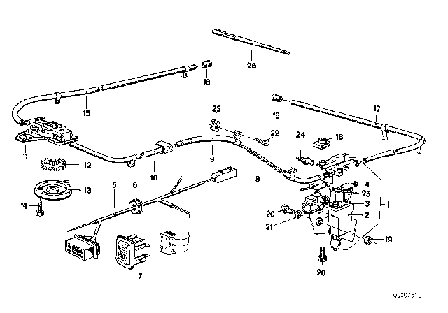 1975 BMW 530i Base Plate Diagram for 54121857909