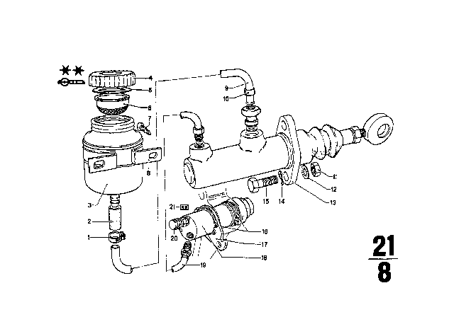 1974 BMW 2002 Input Cylinder Clutch Diagram for 21521101692