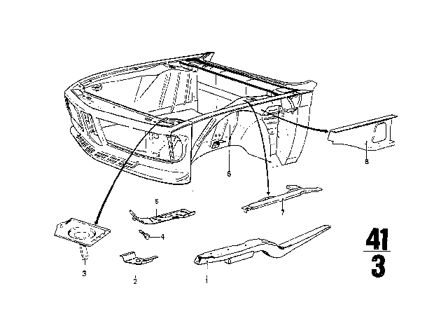 1972 BMW 3.0CS Front Body - Engine Support Diagram