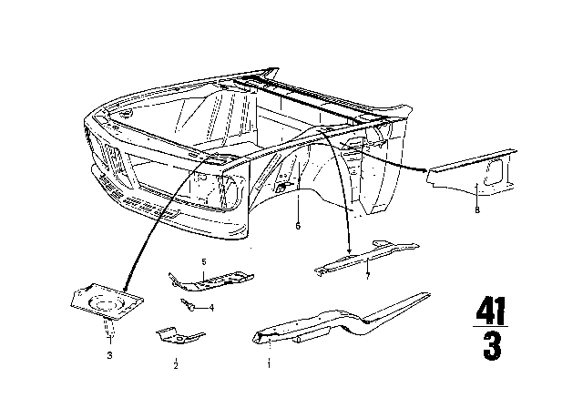 1973 BMW 3.0CS Front Left Wheelhouse Diagram for 41141814001