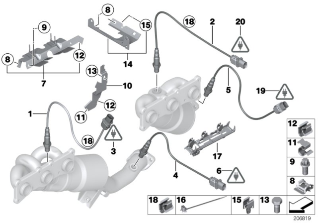 2011 BMW 328i xDrive Lambda Probe Fixings Diagram