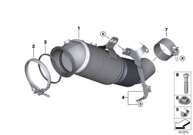 2020 BMW X3 EXCH CATALYTIC CONVERTER CLO Diagram for 18327934434