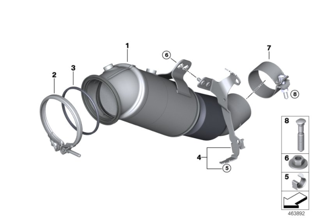 2018 BMW 540i Exchange Catalytic Converter Close To Engine Diagram for 18328652180