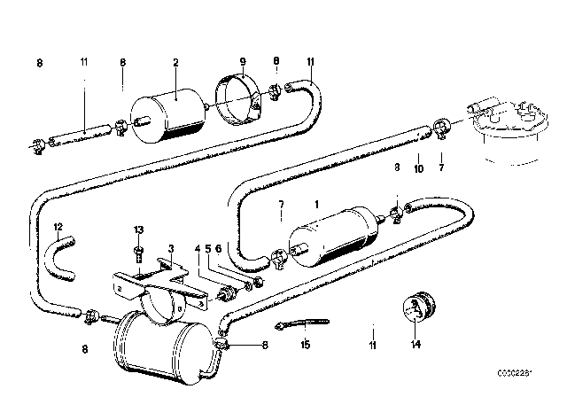 1980 BMW 633CSi Fuel Pump / Fuel Filter Diagram 1