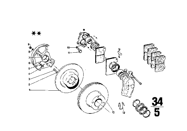 1973 BMW 2002 Brake Disc / Caliper / Mounting Parts / Front Diagram 4